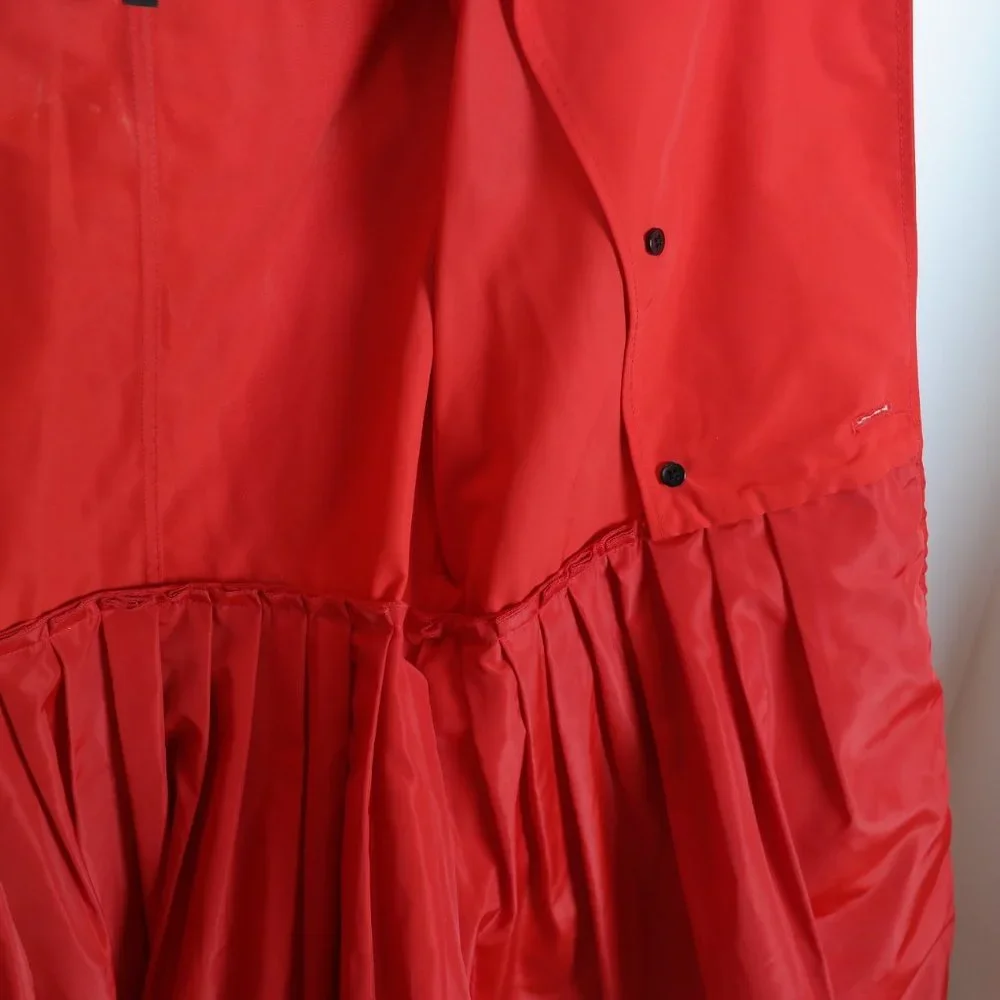 BCBGMAXAZRIA Size XS Poppy Red Short Trench Coat with Skirted Detail - Picture 9 of 12